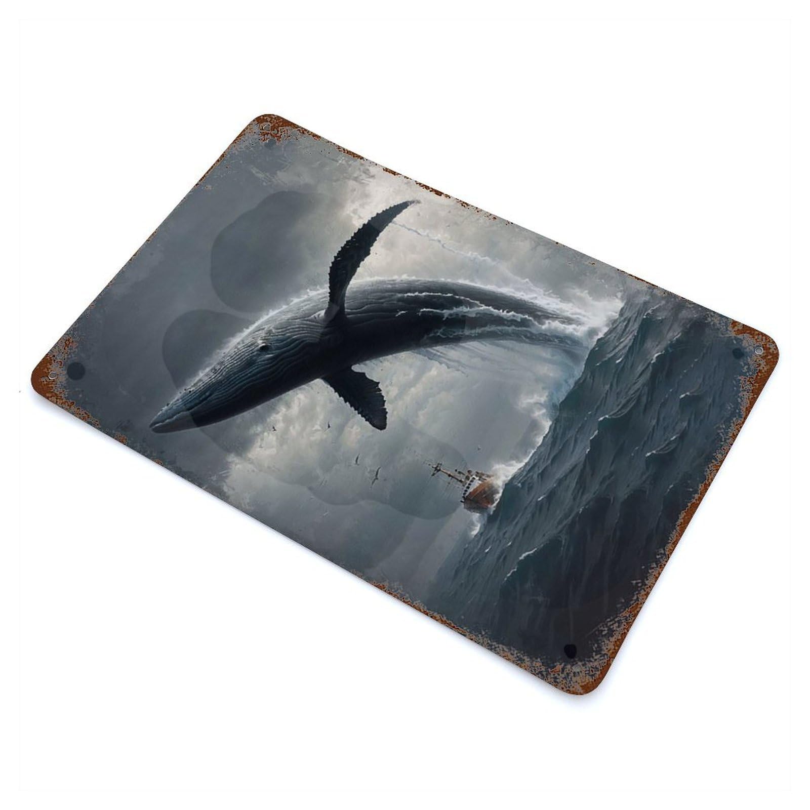 Garage Style A Whale of A Surprise Vintage Rust Metal Sign 11.8"x7.9", Vintage Wall Decor for Bar And Workshop