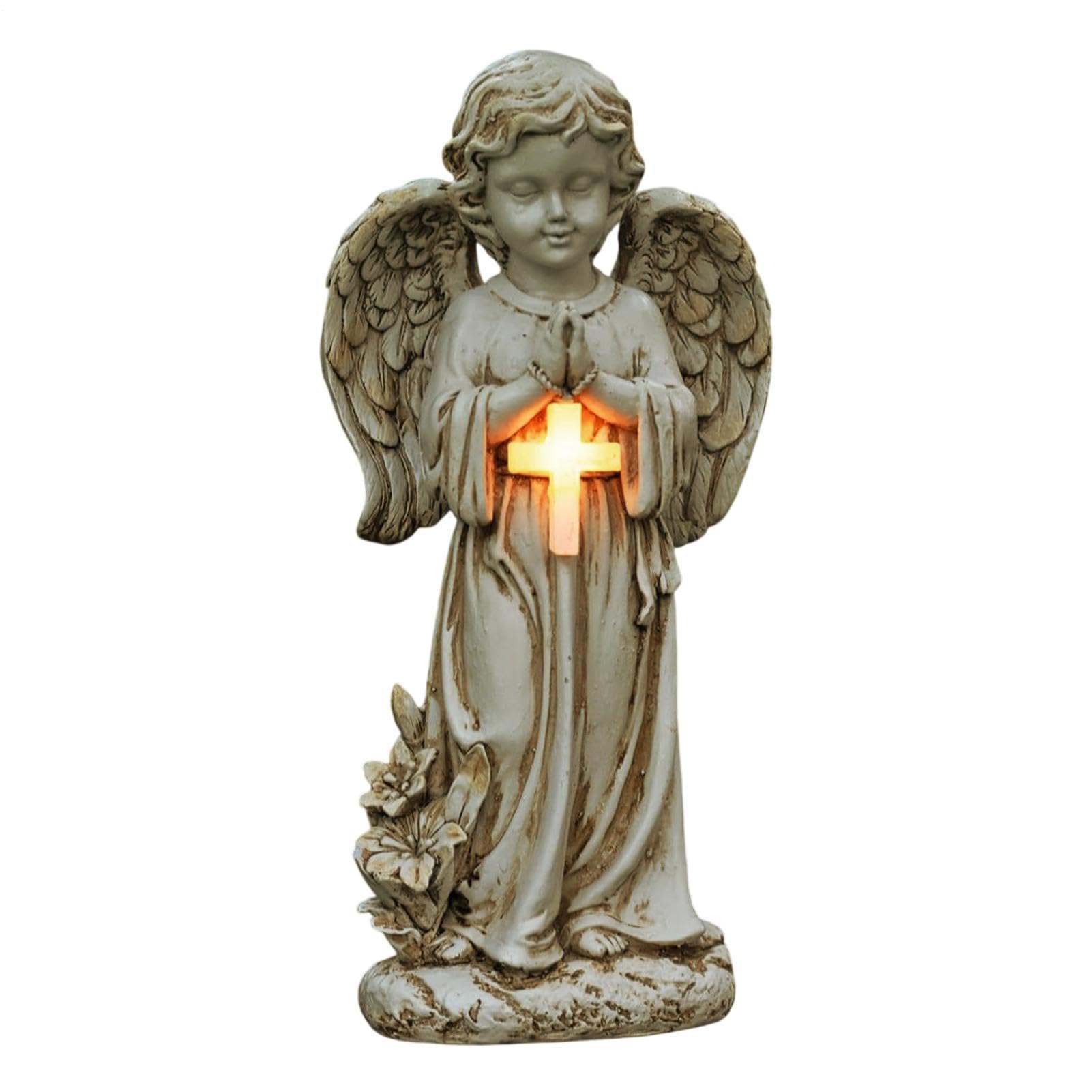 Figura Ogrodowa Anioła z Oświetleniem Solarnym 30 cm Figurka Żywiczna