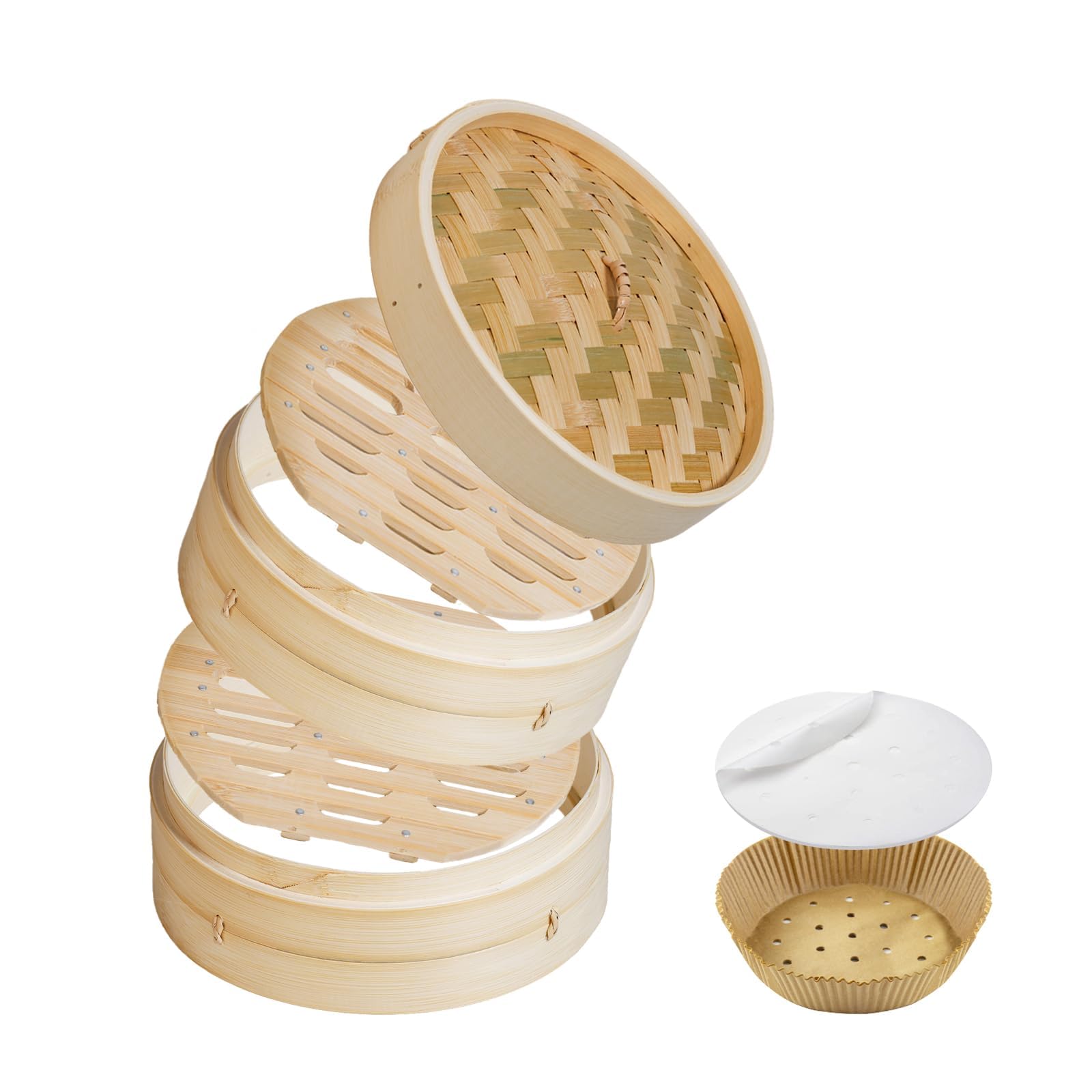 【 Independently Developed 2WAY Cooking 】 Puzzle Steaming Basket Bamboo 24cm Seiro Dedicated Paper (Flat Paper 20 Sheets, Tart Paper 10 Sheets) _ Teisui Manufacturing Co., Ltd. 【 Design Registration : 
