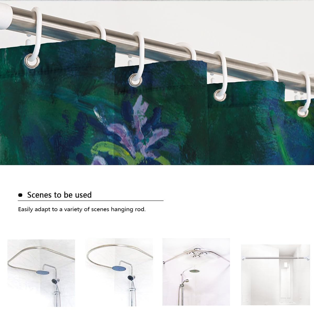 Impressionnisme Rideau douche à iris Peinture à l’huile vintage 150x200cm