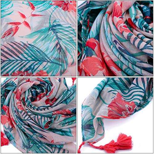 Amosfun Mulheres Floral Longo Lenço Xailes Wraps Mulheres Boho Scarf Estilo Havaí para Ao Ar Livre