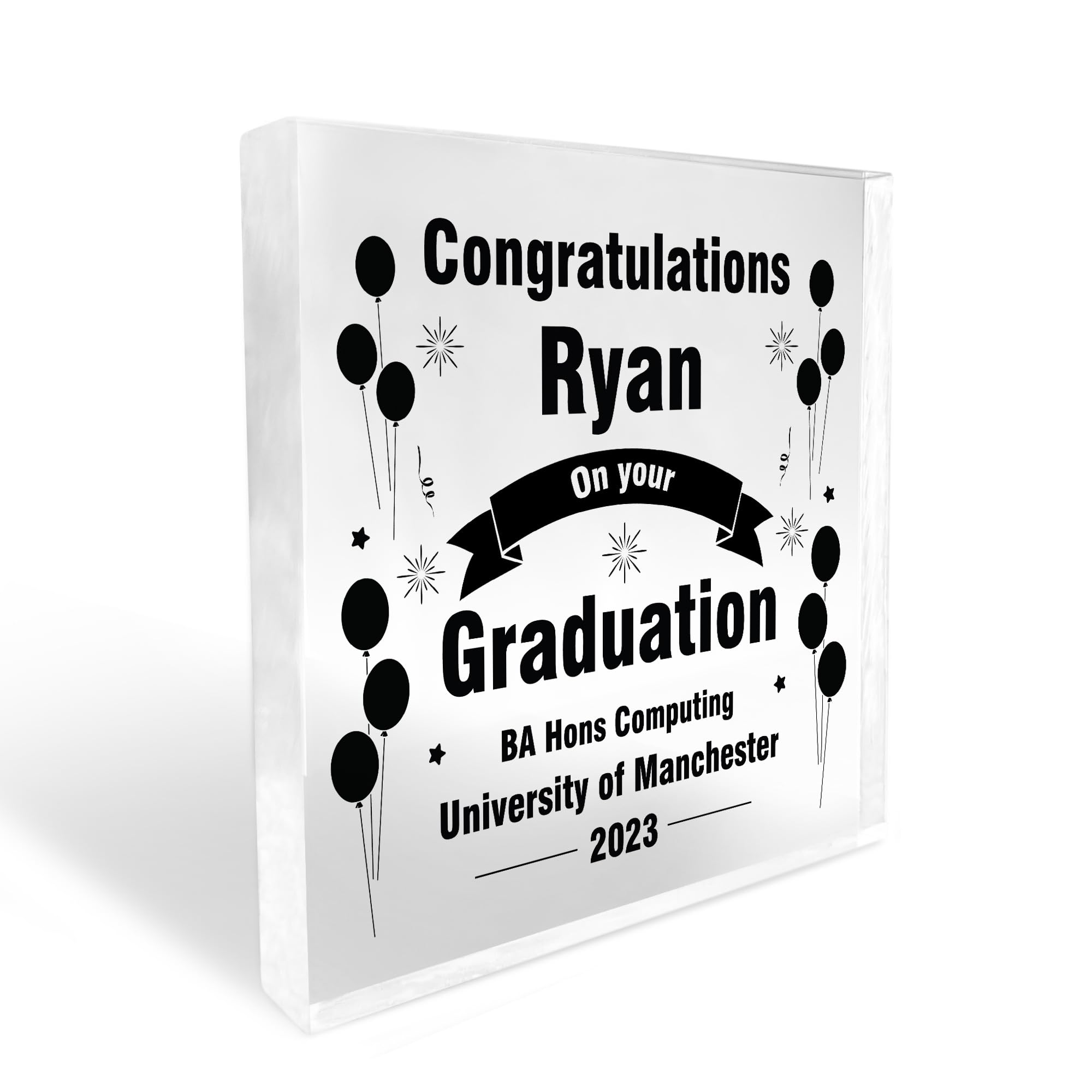 Red Ocean Congratulations On Your Graduation Personalised Acrylic Block Graduation Gift For Daughter Son Well Done Gift Degree Gift