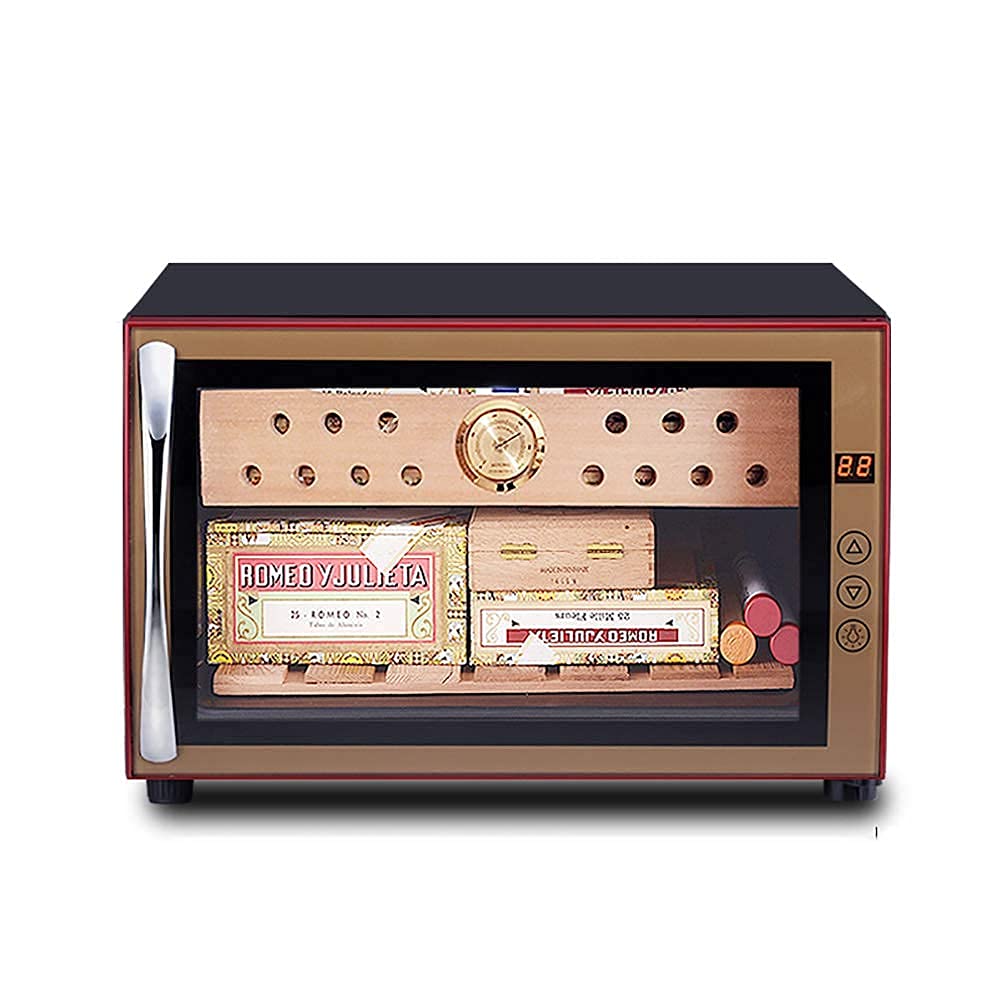 BAtlam Zigarrenschrank Kleiner Mini-Schwarzer Zigarrenhumidor Frontglastür Theke leiser Betrieb Kompressor Temperatur einstellen