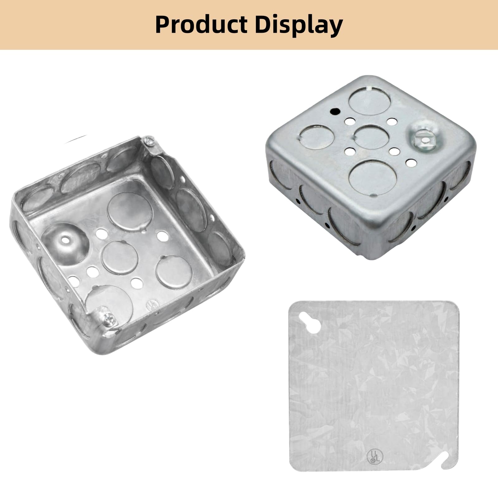 Amazon | カバー付き4x4スクエアジャンクションボックス-4セット、亜鉛
