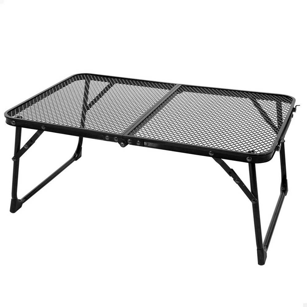 AKTIVE Mesa baja plegable ligera, 60 x 40 x 25 cm, Topes antivuelco, Resistente altas temperaturas, Soporta 20 kg, Asa de transporte, Cierre de seguridad, Camping (63084