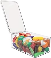 Vista 7 de mDesign Cajas apilables de plástico para juguetes, con tapa, 8 unidades, transparentes