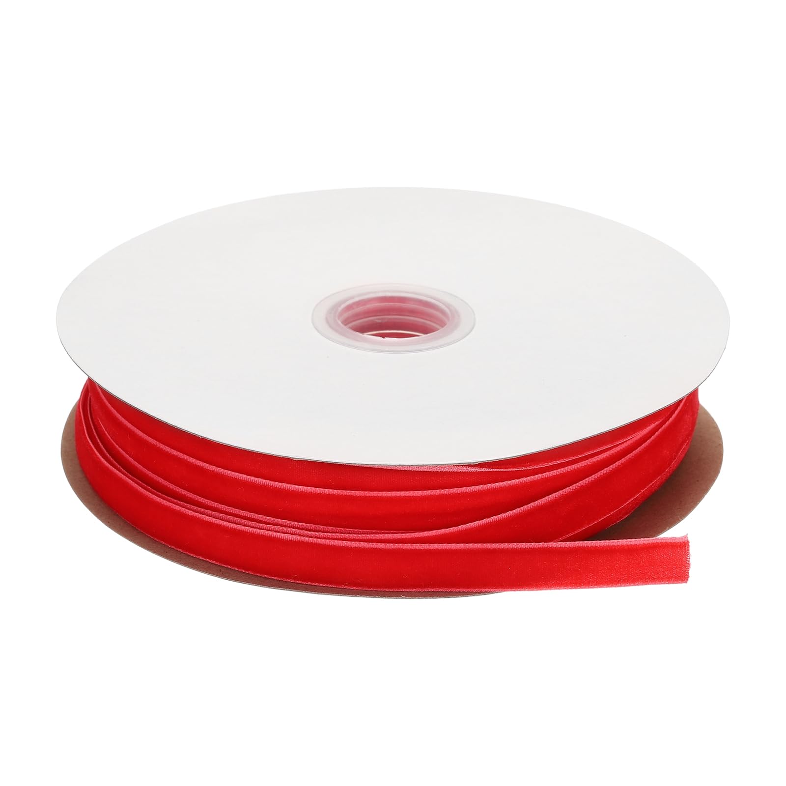 sourcing map Velvet Ribbon 3/8 Inch x 50 Yard Single Face Spool Silky Velvet Fabric for Bouquets DIY Crafts Gift Wrapping Wedding Party Bright Red โ image 1