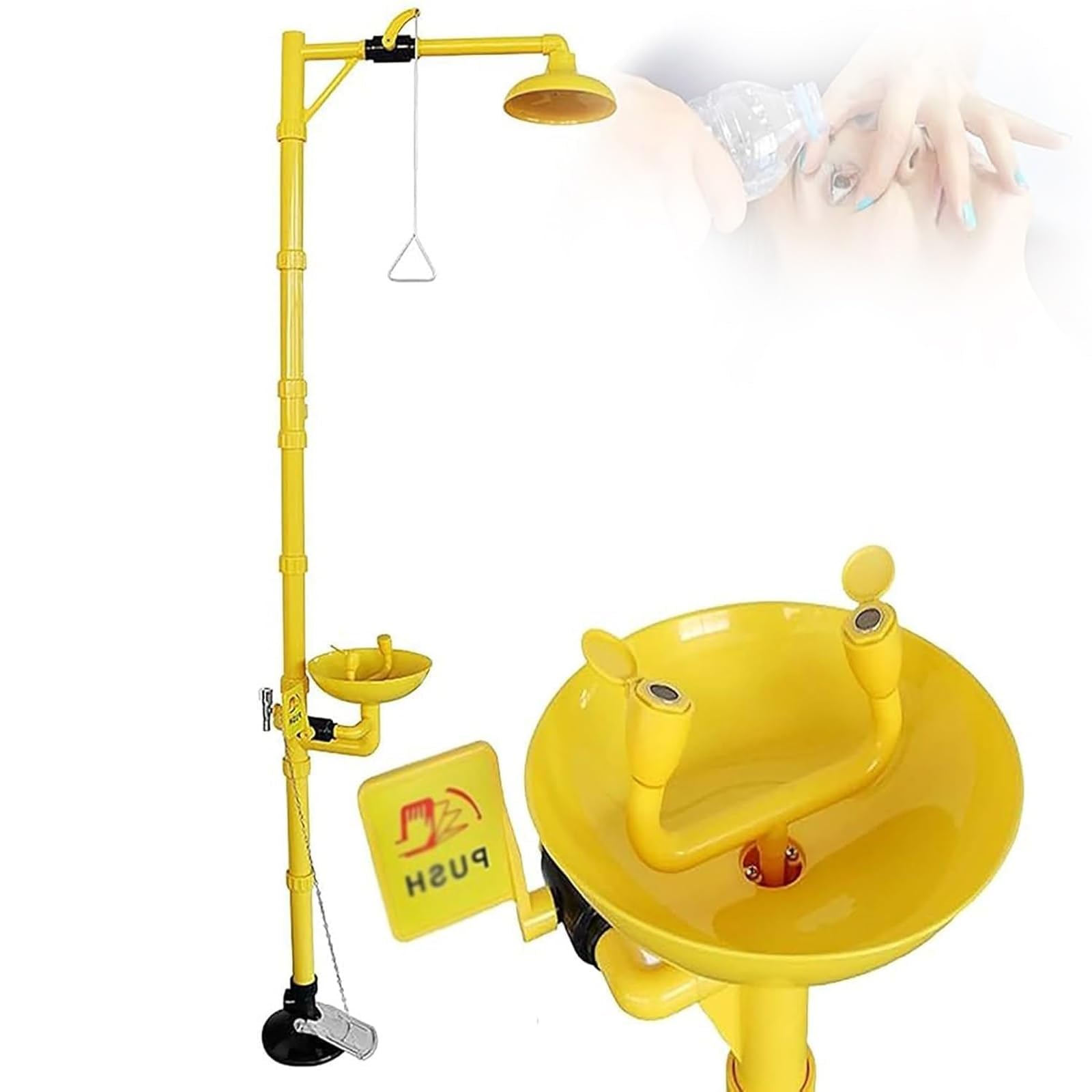 HTDRE Emergency Shower and Eye Wash Station with Foot Pedal for Industrial Safety Applications