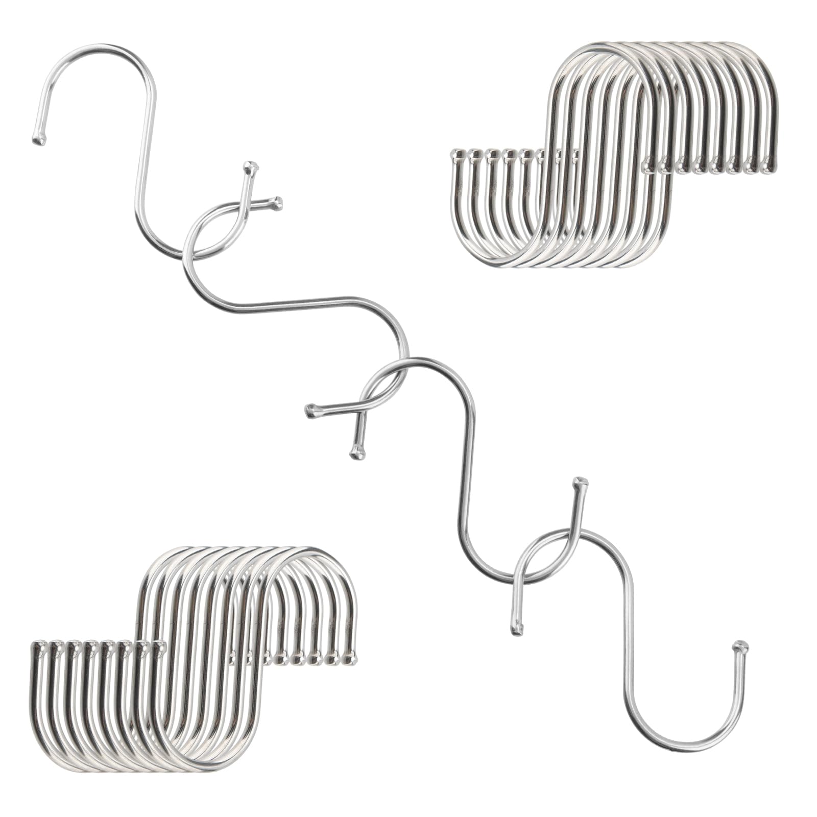 KHBNHJ 10 ganci a S per appendere, 10 cm, in acciaio inox resistente, ganci a S in metallo a forma di S, per utensili da cucina, vestiti, asciugamani, borse, armadio, giardino, bagno