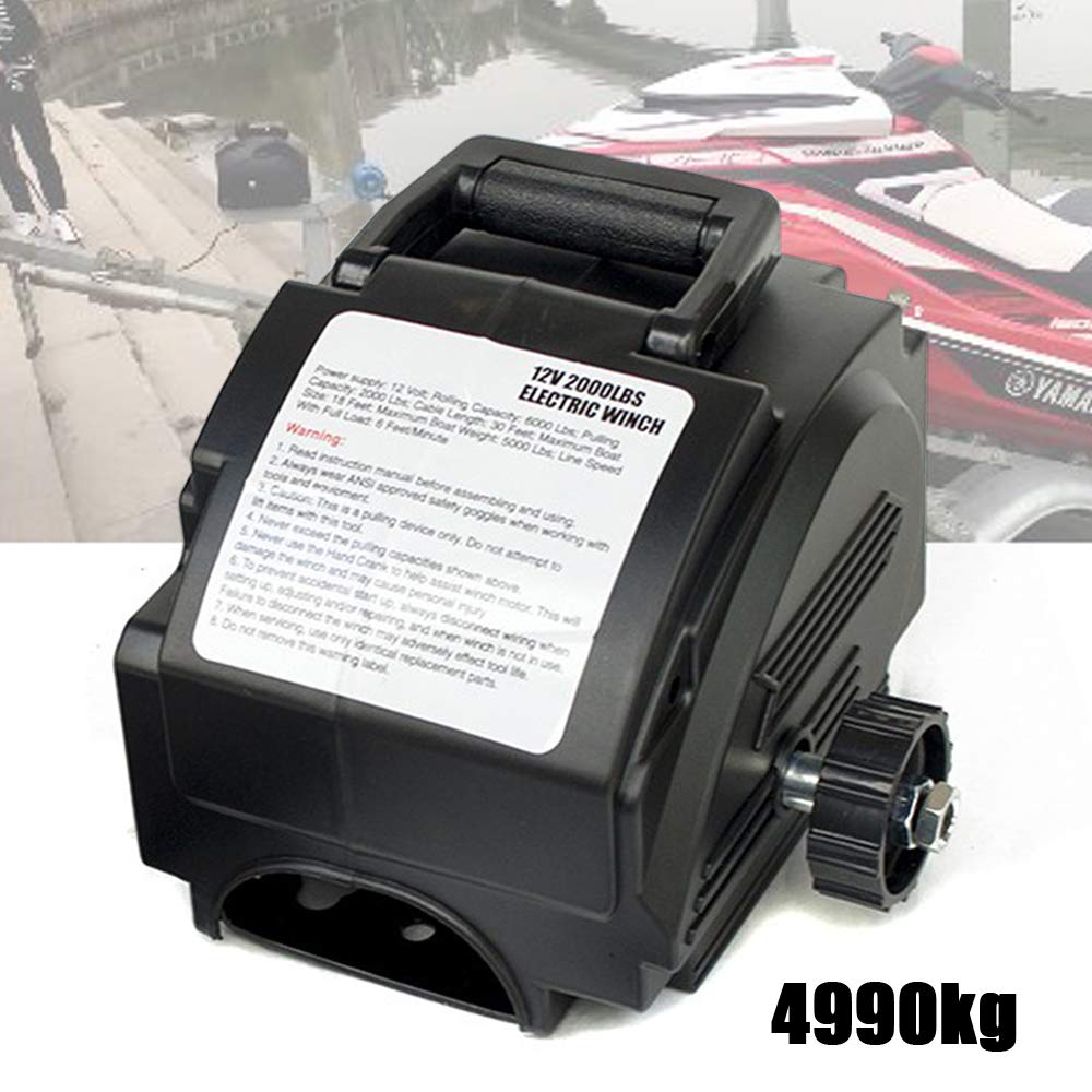 Treuil électrique 12 V 300 W Treuil de bateau 4990 kg Treuil électrique avec télécommande, interrupteur, treuil à moteur, câble en acier 9,2 m