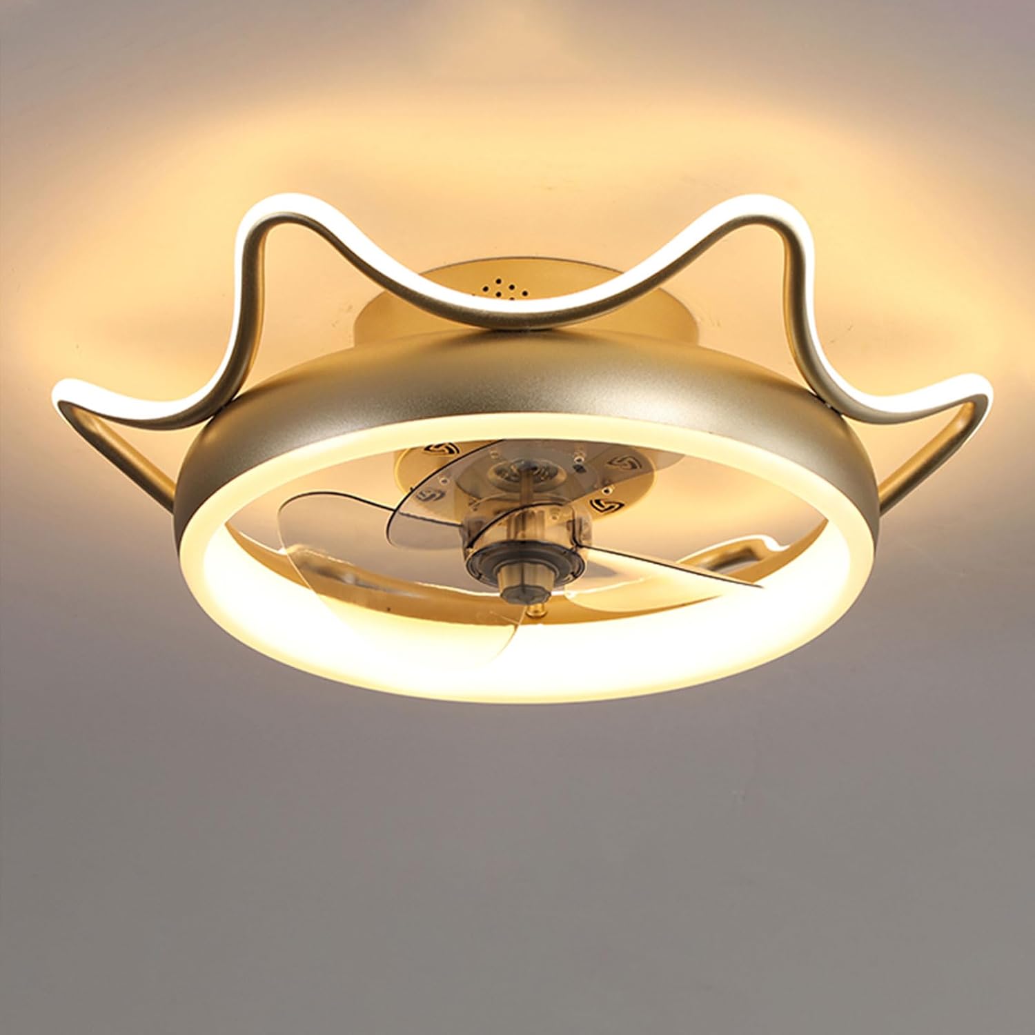 Modern Gold Ceiling Fan Light Dimmable LED Ceiling Light Remote Mute Ceiling Fan with Light 6 Gear Wind Speed Timing for Bedroom Dining Room Living Room