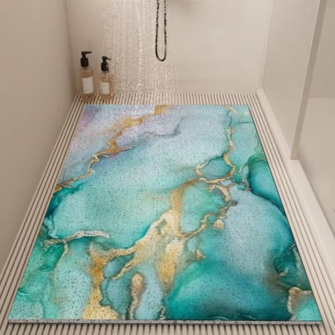 Alfombrilla de ducha de secado rápido y goma tipo lufa lavable de 60x90cm