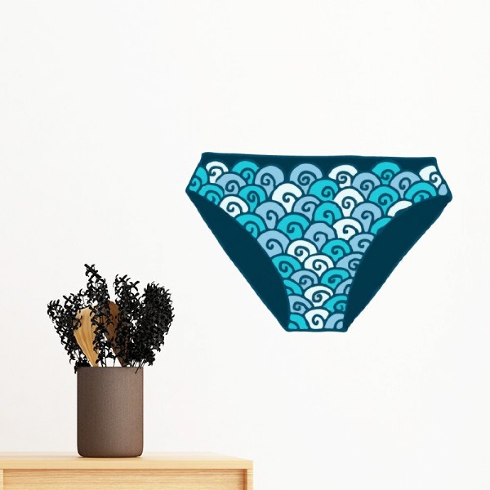 Sticker bleu motif slip de bain en vinyle de 30cm avec support adhésif amovible
