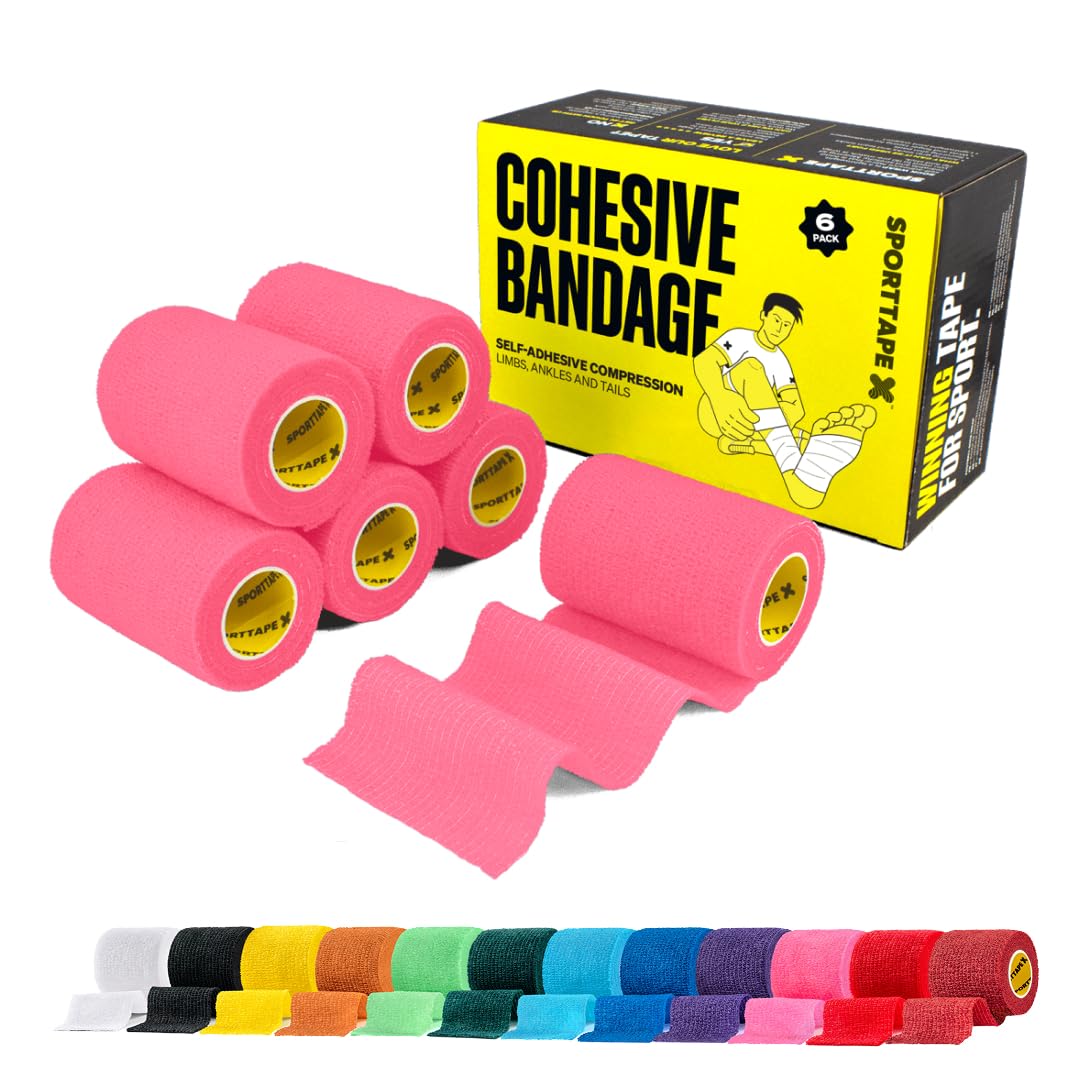 SPORTTAPE 6 Rolls Self-Adhesive Cohesive Bandage, 7.5cm x 4.5m, Beige - Compression & Vet Wrap for Dogs, Horses, Sports Stretch Tape for Football, Ankles, Joints, Fingers, Wrists & Sock Tape — view 19
