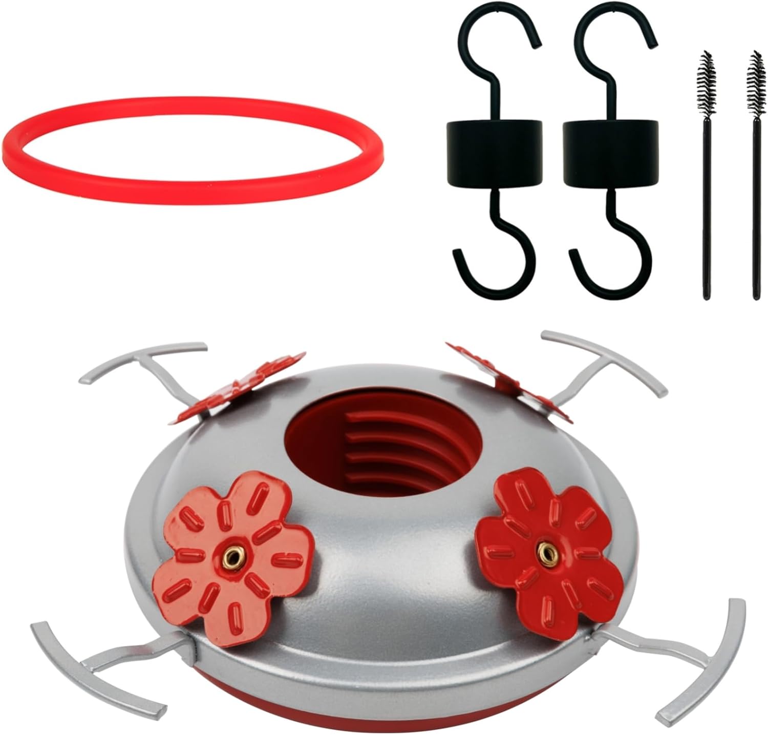 Hummingbird Feeder Base Replacement Parts Set Includes Hummingbird Feeder Bottom Moat Hooks Brushes and Replacement Seal Rings (2)