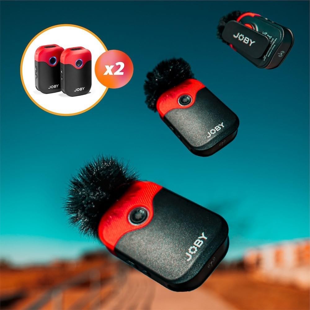 JOBY Wavo AIR 2.4Ghz Sistema Microfonico Wireless con Due Trasmettitori e Sistema di Montaggio JOBY, Vlogging, Filmmaking, Interviste, Microfoni Wireless, Smartphone, Fotocamera