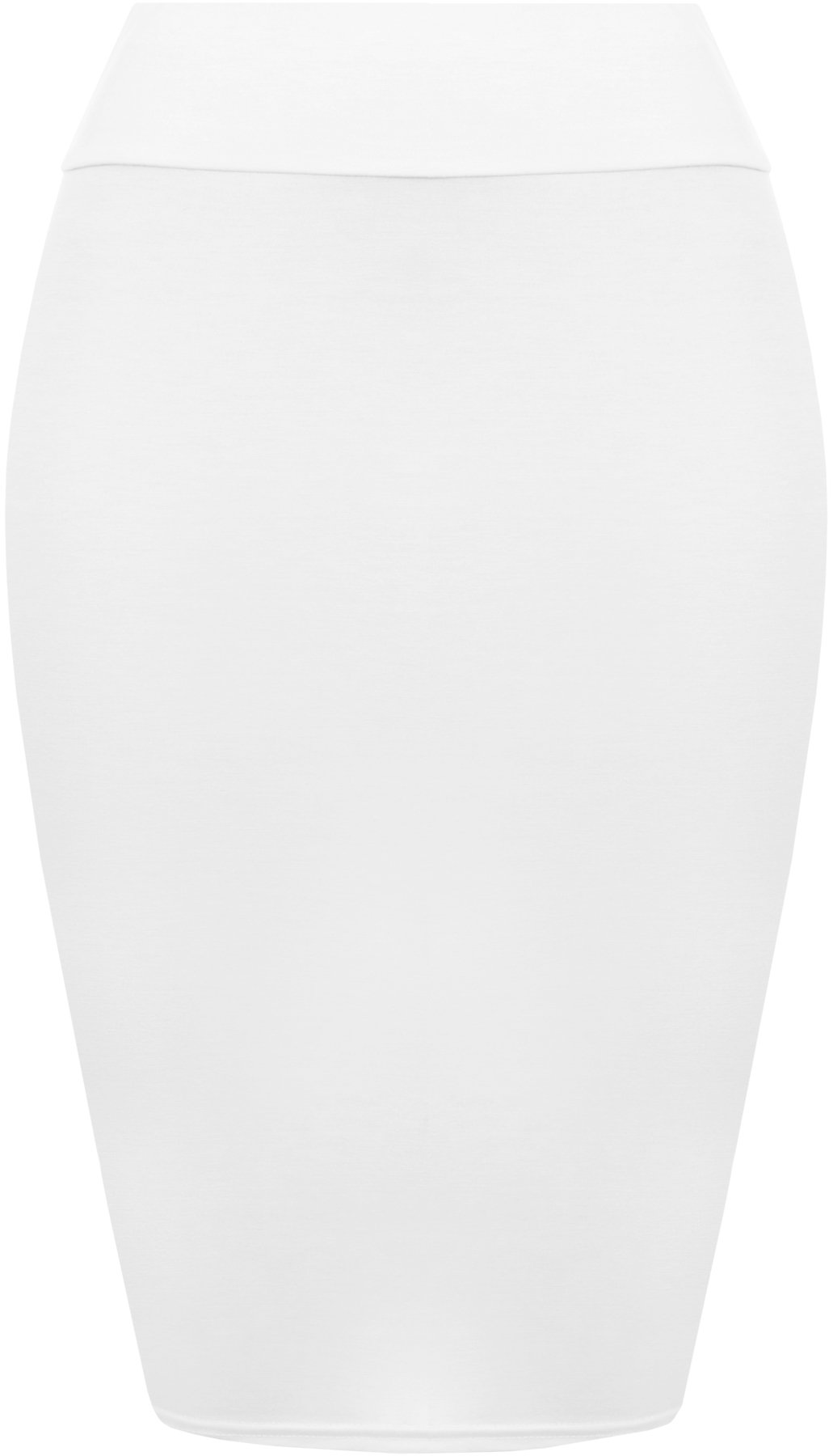 Wearall Women's White Plain Bodycon Pencil High Waisted Stretch Midi Skirt - 8/10