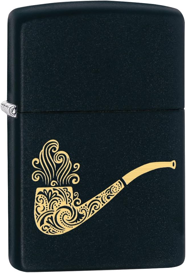 Zippo Lighter: Smoking Pipe Engraved - Black Matte 78543