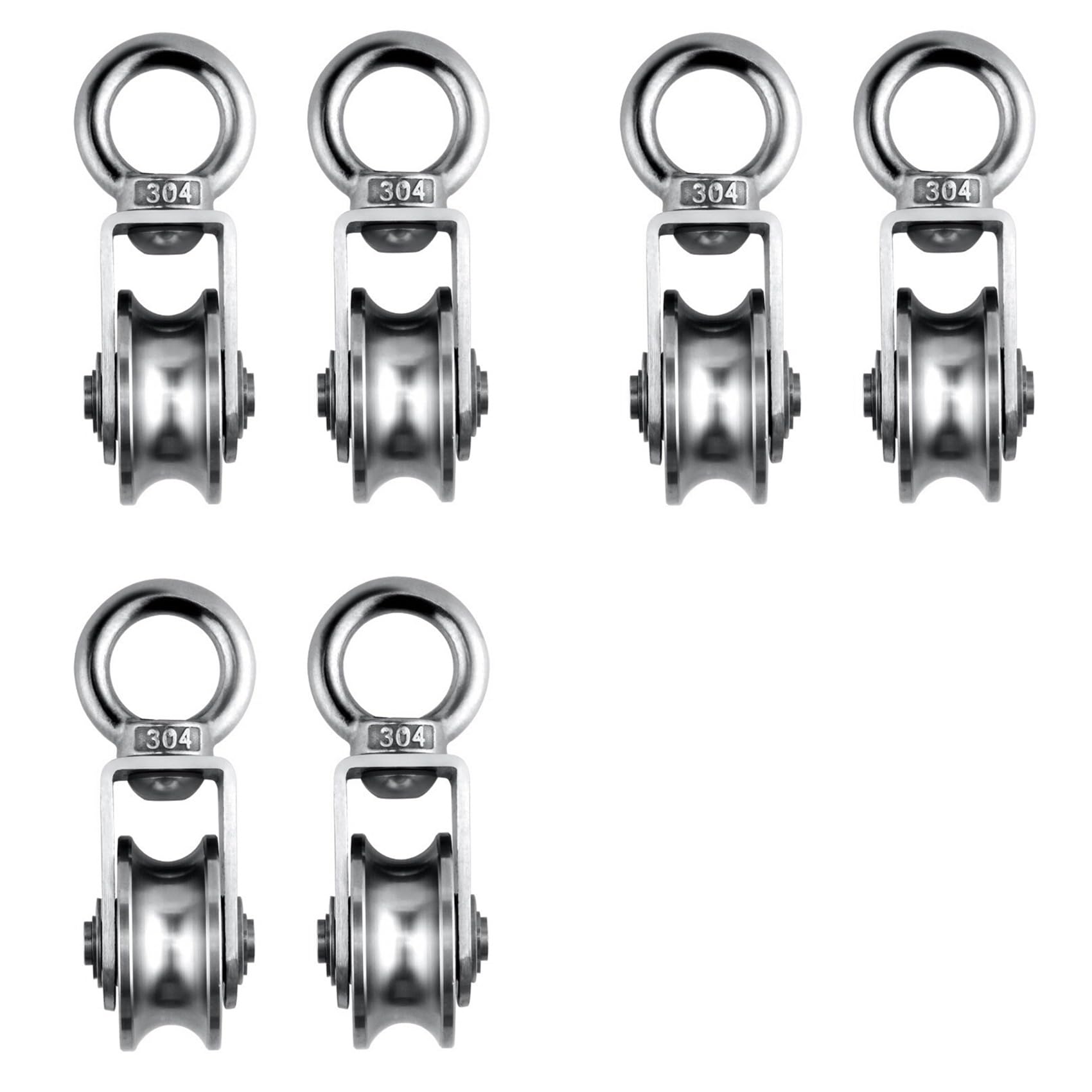 Ctrlzs Cable Pulley Wheel Stainless Steel Swivel Pulley Block Silence Rotation Traction Wheel For System Lifting Gym 6Pcs