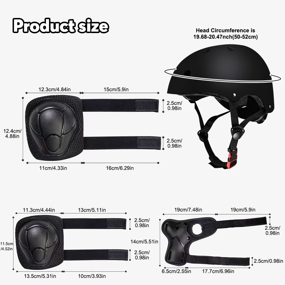 Mizikuu Protection Roller Enfant 7 en 1 Casque Vélo Kit Réglables Coudières Genouillère Protège Poignets pour 3-7 Ans Skateboard BMX Patin à Glace Noir