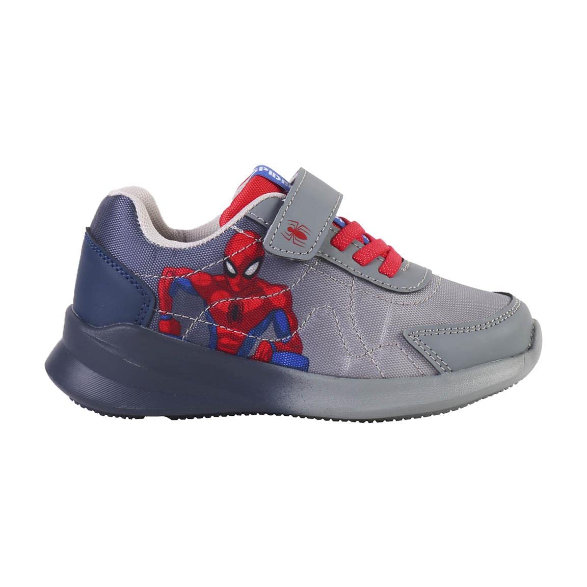 Spiderman Trainers - Blue, Grey and Red - UK Size 13.5 JNR - Velcro and Elastic Closure - Ultra Lightweight Children's Trainers with EVA Sole - Original Product Designed in Spain