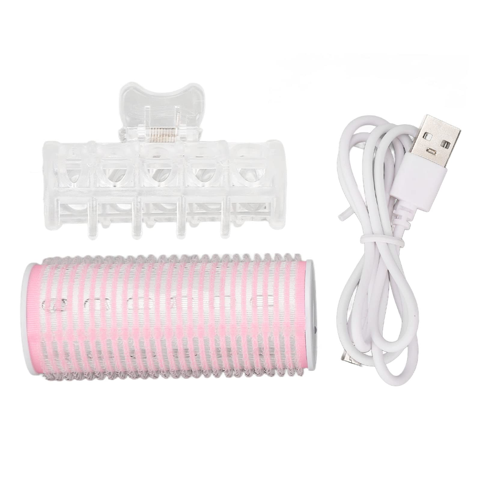 Heated Hair Roller, Fashionable Intelligent Electric Heated Roller Curling with Clip Pink for Curly Bangs Hair Inside Button Curls Pink