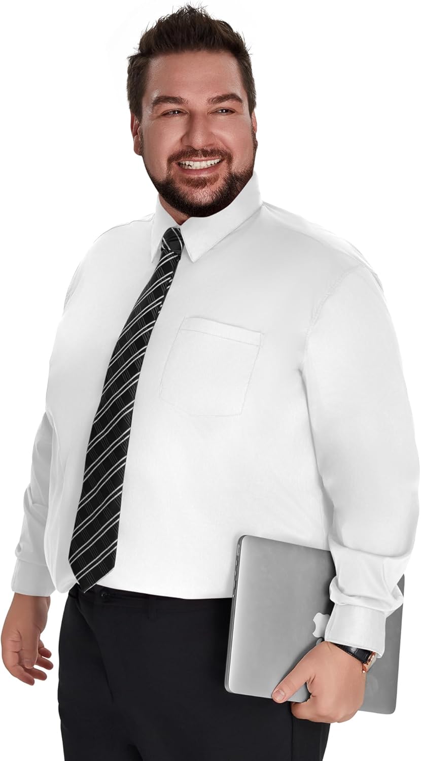 LETAOTAO Big and Tall Dress Shirts for Men Wrinkle Resistant Long Sleeve Button Down Shirt for Business & Formal Wear - Image 4