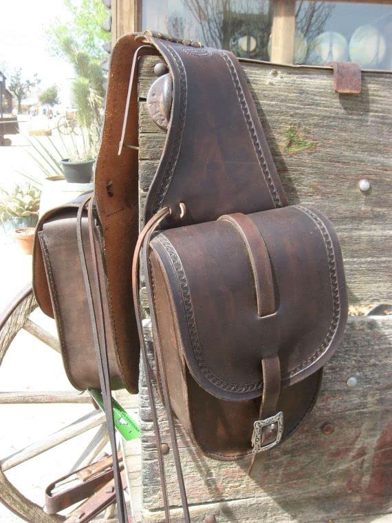 Daarkgreen Leather Western Saddle Bag for Horse Carrier Equestrian
