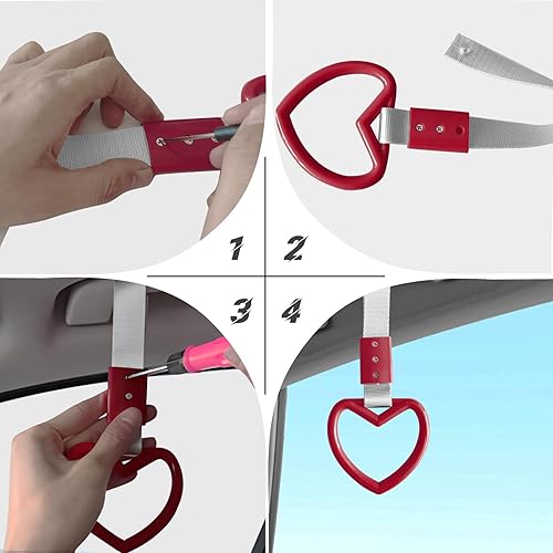 Miniatura 5 de Extractor de automóvil en forma de corazón de 2 piezas con dije de deriva, anillo de advertencia de parachoques trasero, extractor en forma de