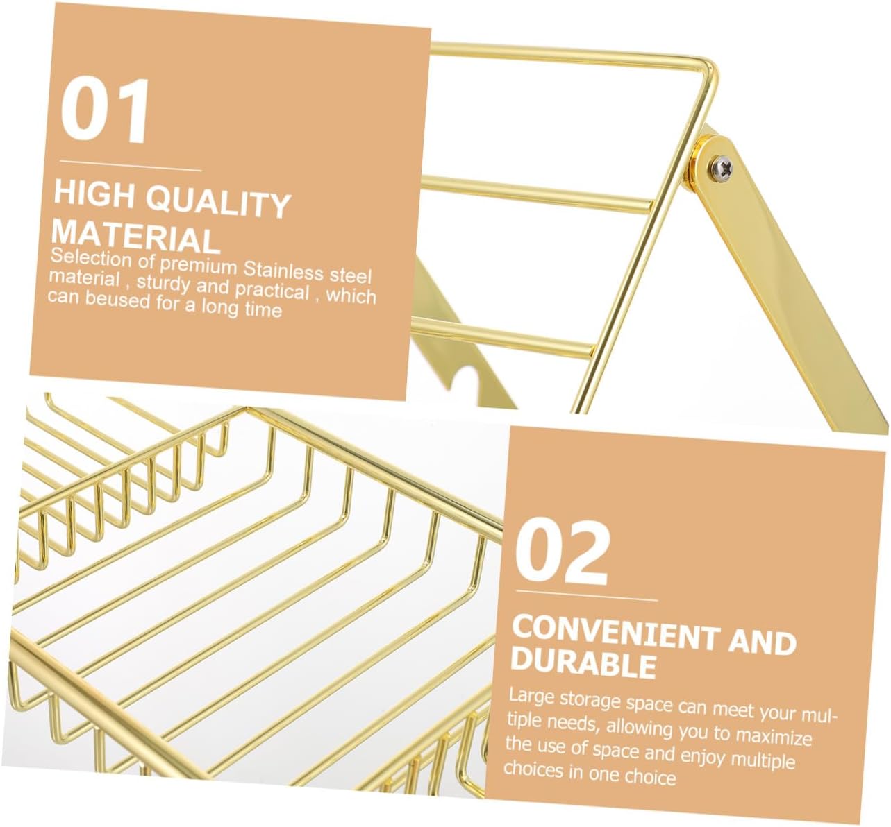 Stainless Steel Bathtub Shelf with Book Holder Telescopic Bathroom Bracket Up to Rustproof Storage Organizer for Tablets Phones Skincare Wine Glasses Golden Finish
