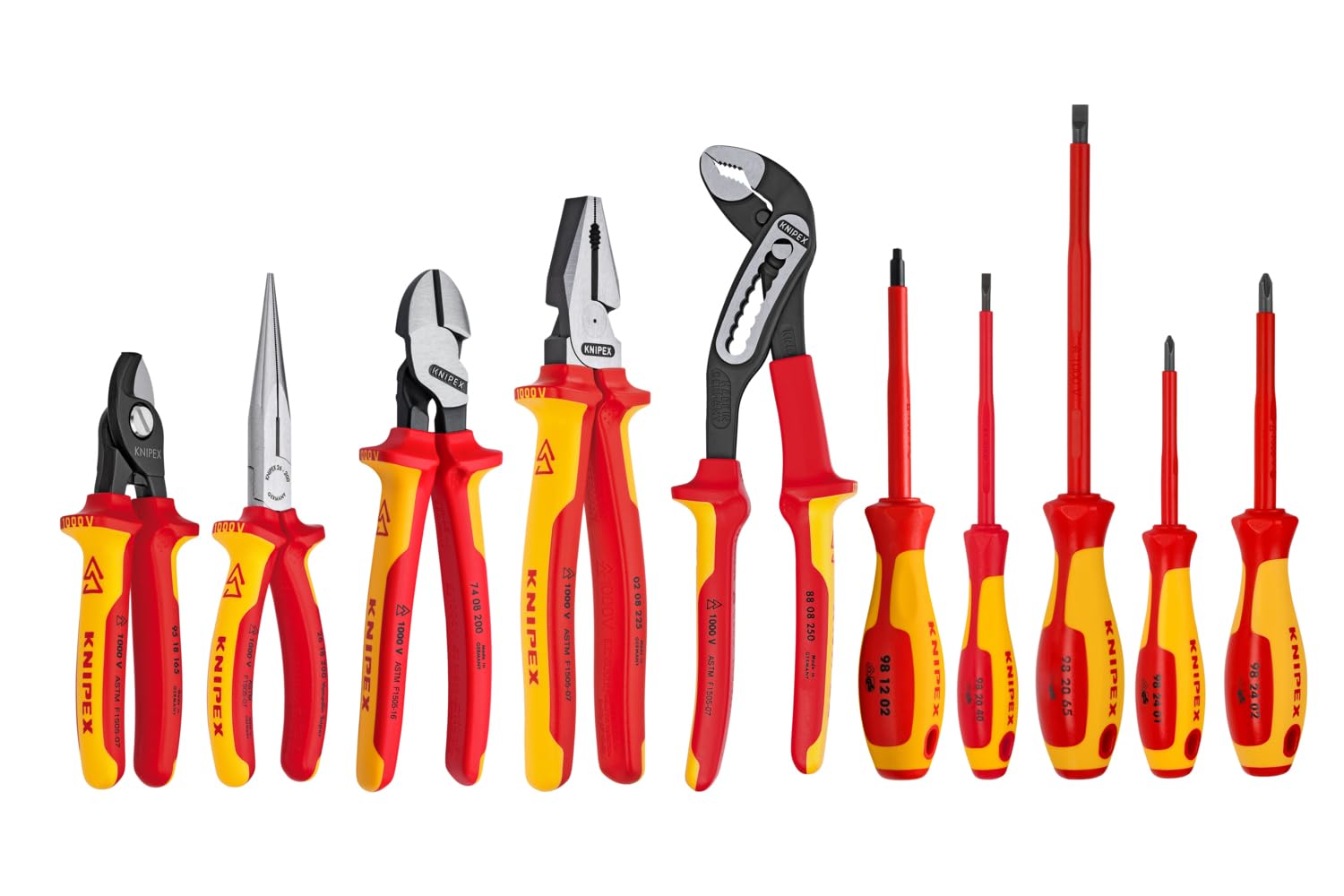 Knipex 989830US 10-teiliges 1000 V Isoliertes Zangen, Schneider und Schraubendreher, Industriewerkzeug-Set