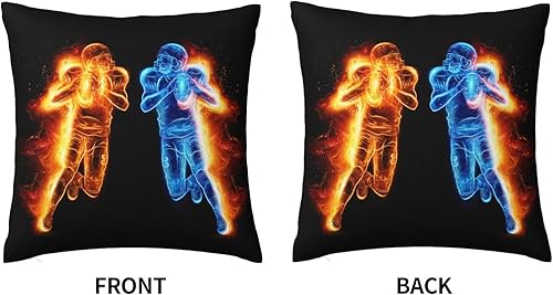 Miniatura 2 de Fundas de almohada cuadradas de estilo fútbol de 18 x 18 pulgadas para habitación de niños y niñas, funda de almohada de estilo deportivo fresco con