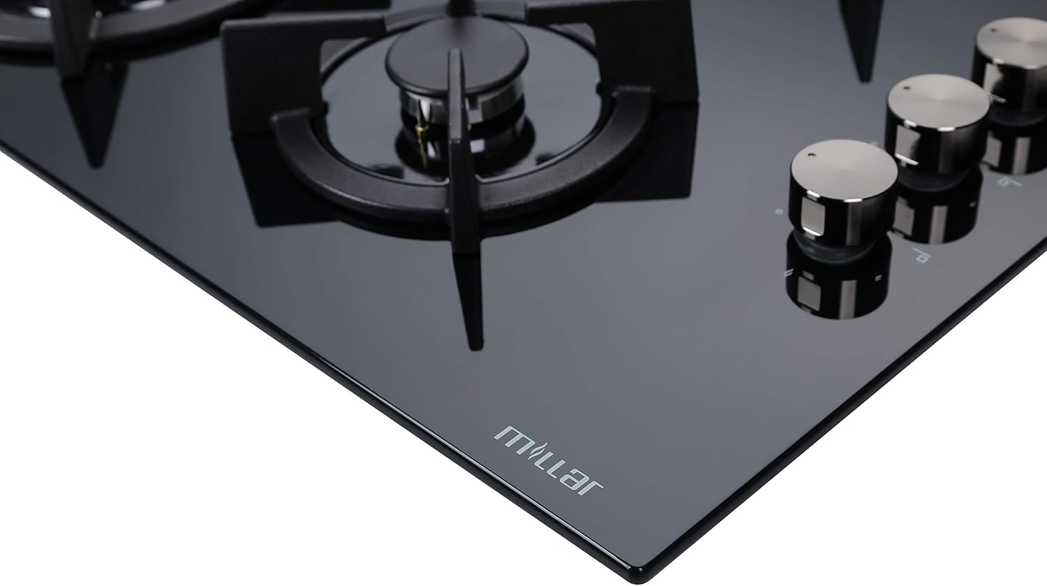 MILLAR GH6041XEB 60cm 4 fornelli in vetro piano cottura a gas MILLAR GH6041XEB 60cm 4 fornelli in vetro piano cottura a gas