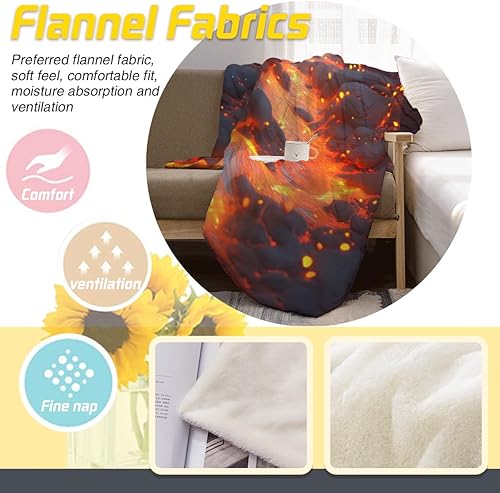 Miniatura 6 de Manta de franela con patrón de arroyo de llamas, manta de lujo de felpa suave y acogedora colcha para cuarto de bebé, decoración de dormitorio