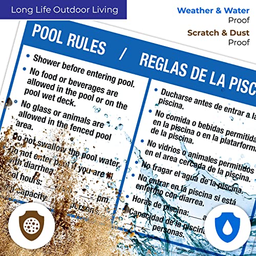 Letrero de reglas para piscina bilingüe 10x14 pulgadas miniatura 4