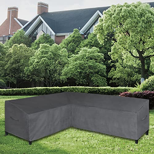Image of Easy-Going Patio L-Shaped Sectional Sofa Cover, 83 inchX104 Waterproof Outdoor Sectional Cover, Heavy Duty Garden Furniture Cover (Left Facing, Dark Gray)