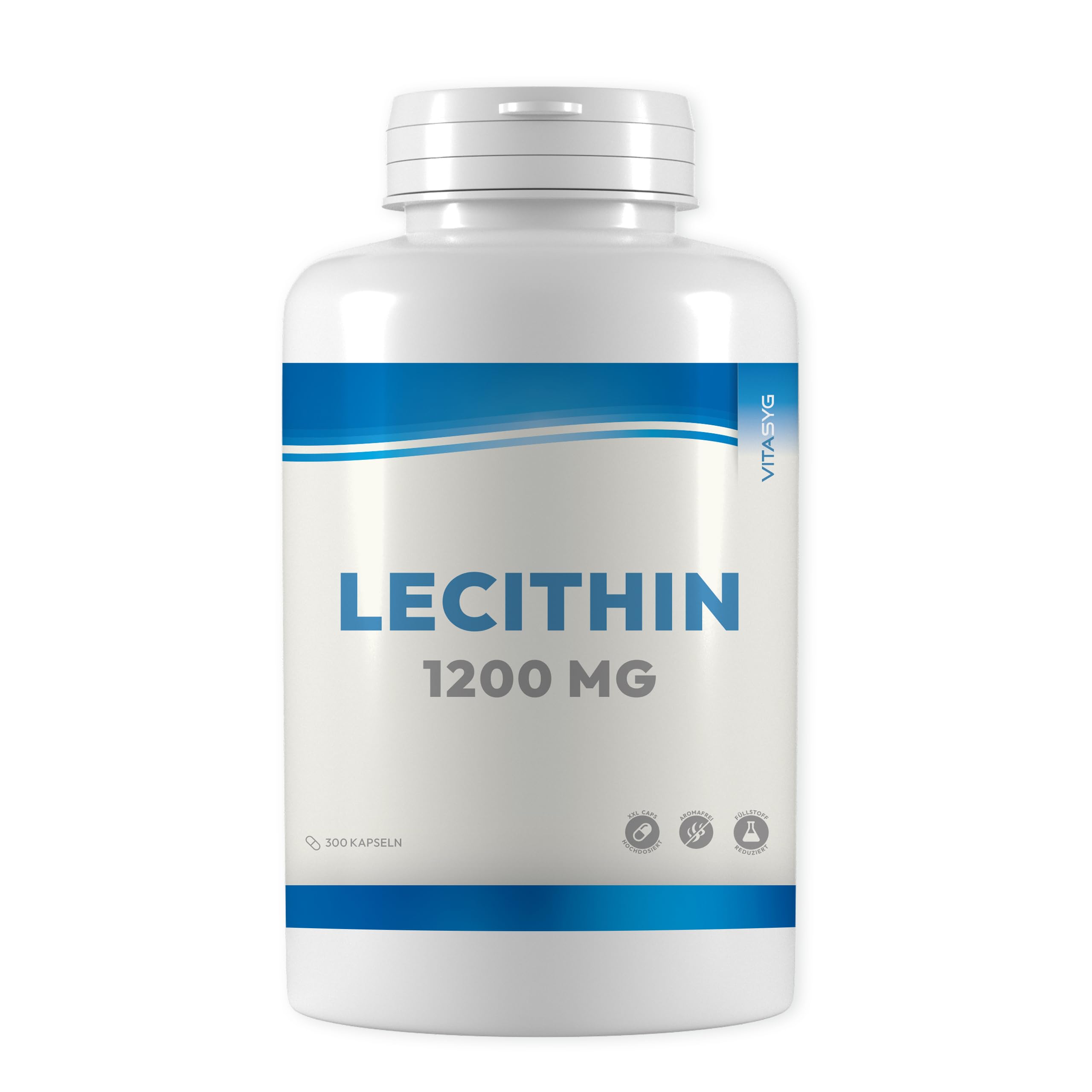Lecithin Kapseln 1200mg - 300 Kapseln - 1200mg pro Tagesdosierung - Sojalecithin - ohne Gentechnik - hochdosiert