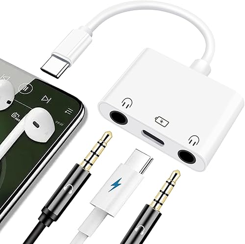 Miniatura 1 de Adaptador USB-C a doble conector de auriculares de 0.138 in USB C a 0.138 in, adaptador de audio 3 en 1 auxiliar a USB C divisor de auriculares y