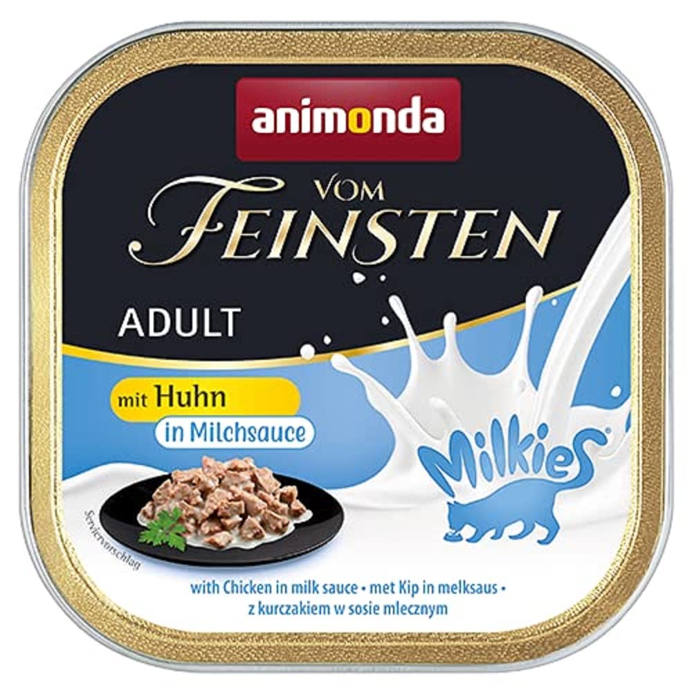 animonda Vom Feinsten Milkies Adult Comida húmeda para Gatos Adultos con Pollo en Salsa de Leche, 32 x 100 g
