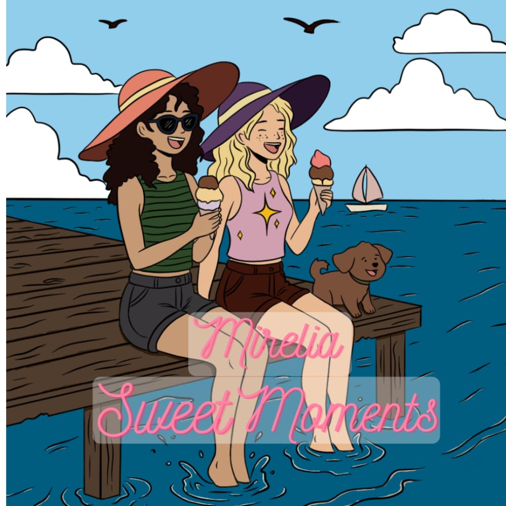Mirelia Sweet Moments: Relaxation & Stress Relief Coloring Book with Cute Illustrations, Cozy Backgrounds, Animals, Plants & Bold Easy Designs
