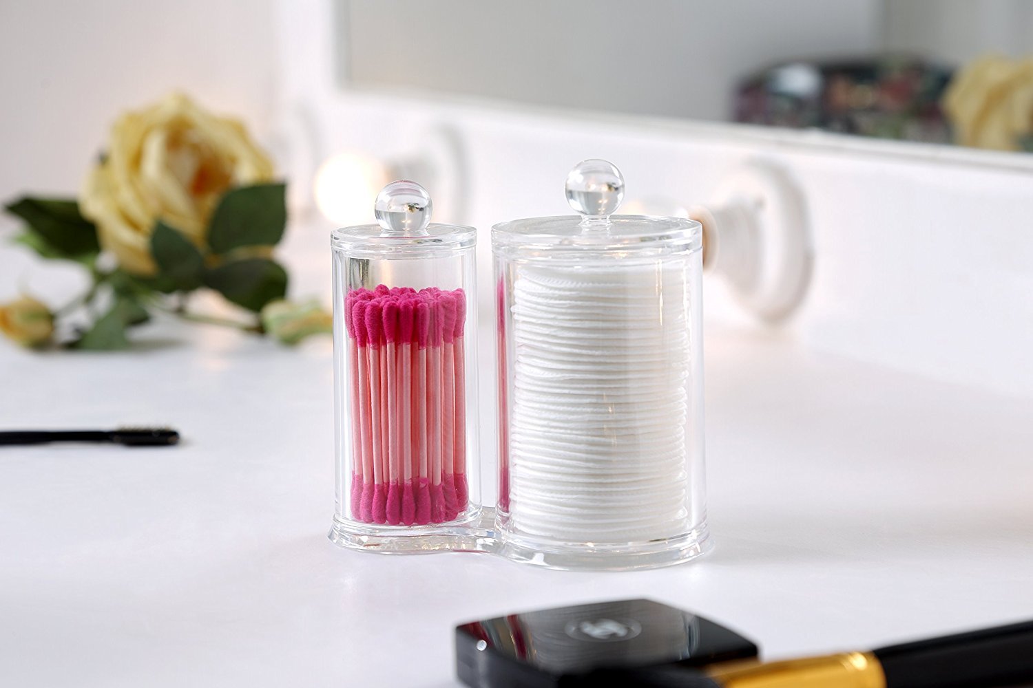 Organizer Trucco Acrilico - Portabatuffoli Con Coperchio - 4 Scomparti Trasparenti - Foto 7