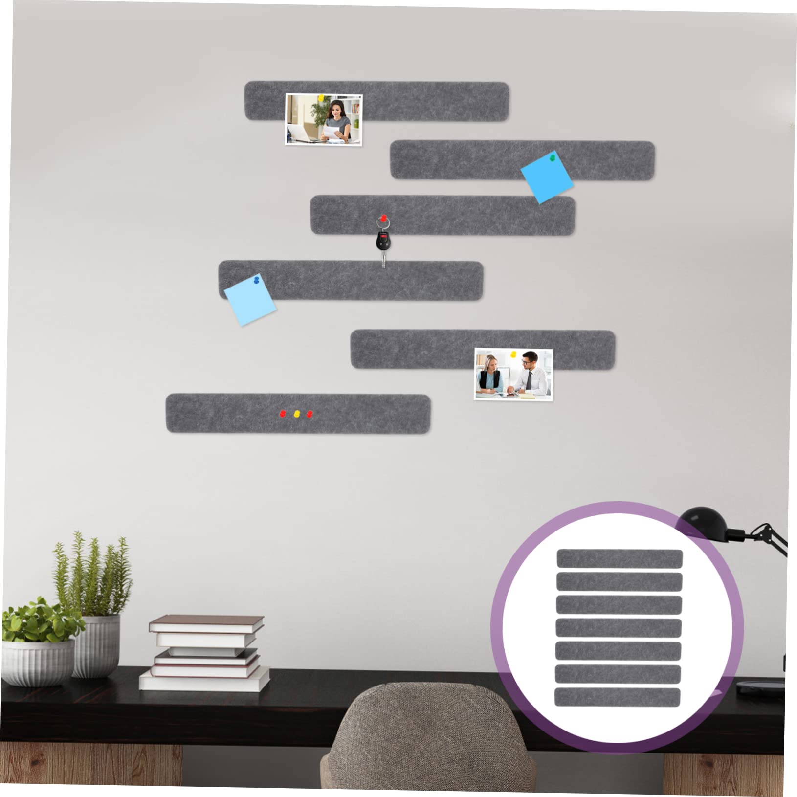 ERINGOGO Felt Bulletin Board Strip Wall Memo Board Pushpins 8 Pcs Self-Adhesive for Home