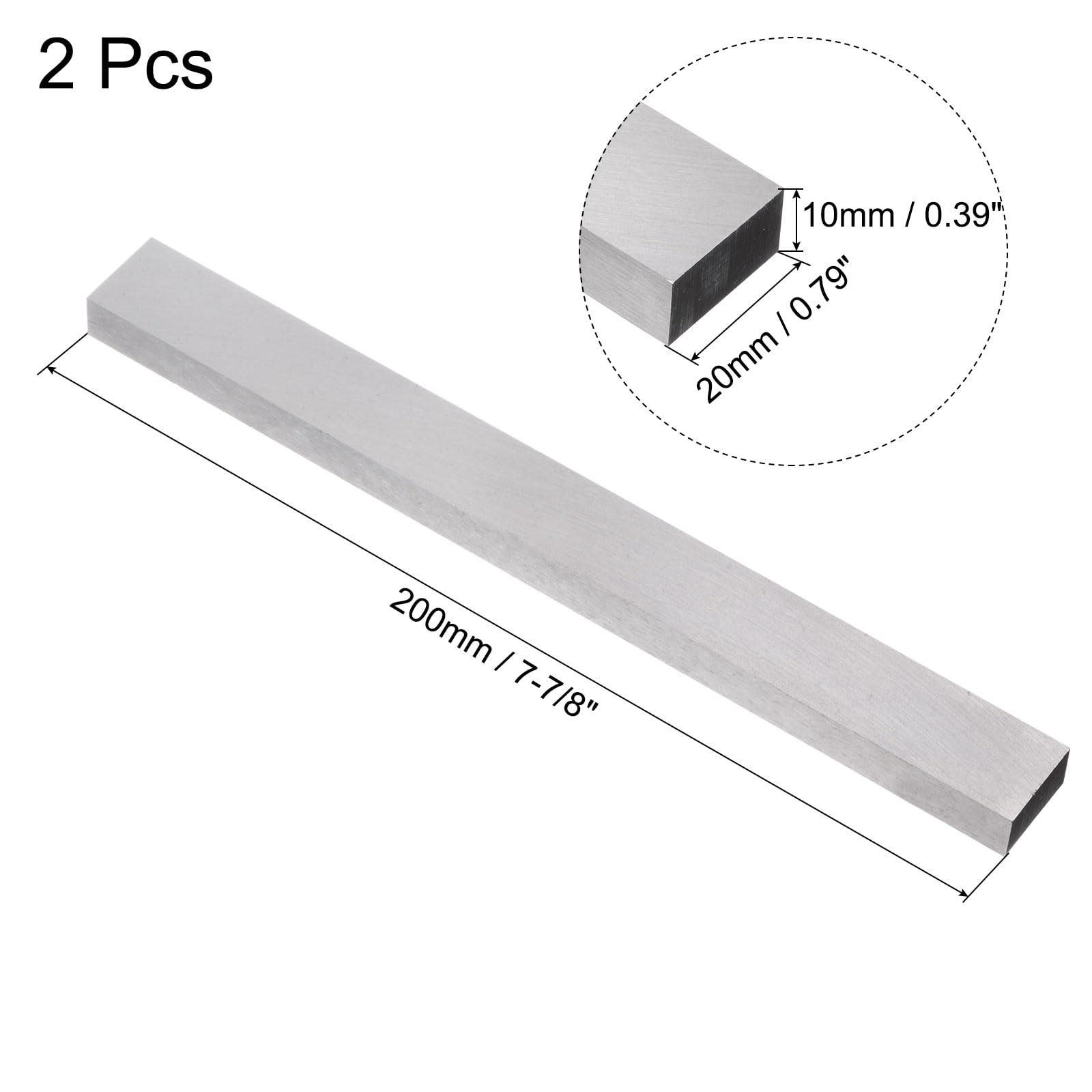 uxcell Punta per tornio 10 mm x 20 mm x 200 mm, per tornio quadrato, in acciaio HSS (acciaio ad alta velocità), rettangolare, vuota, 2 pezzi