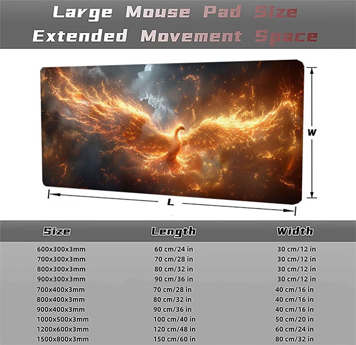 Tappetino per Mouse Gaming XXL 1200x600x3mm – Ufficio Mousepad Grande Migliora la Velocità e la Precisione Tenuta Stabile Sottomano per Ufficio e Casa Accessori Scrivania Animale Astratto LMDT12422