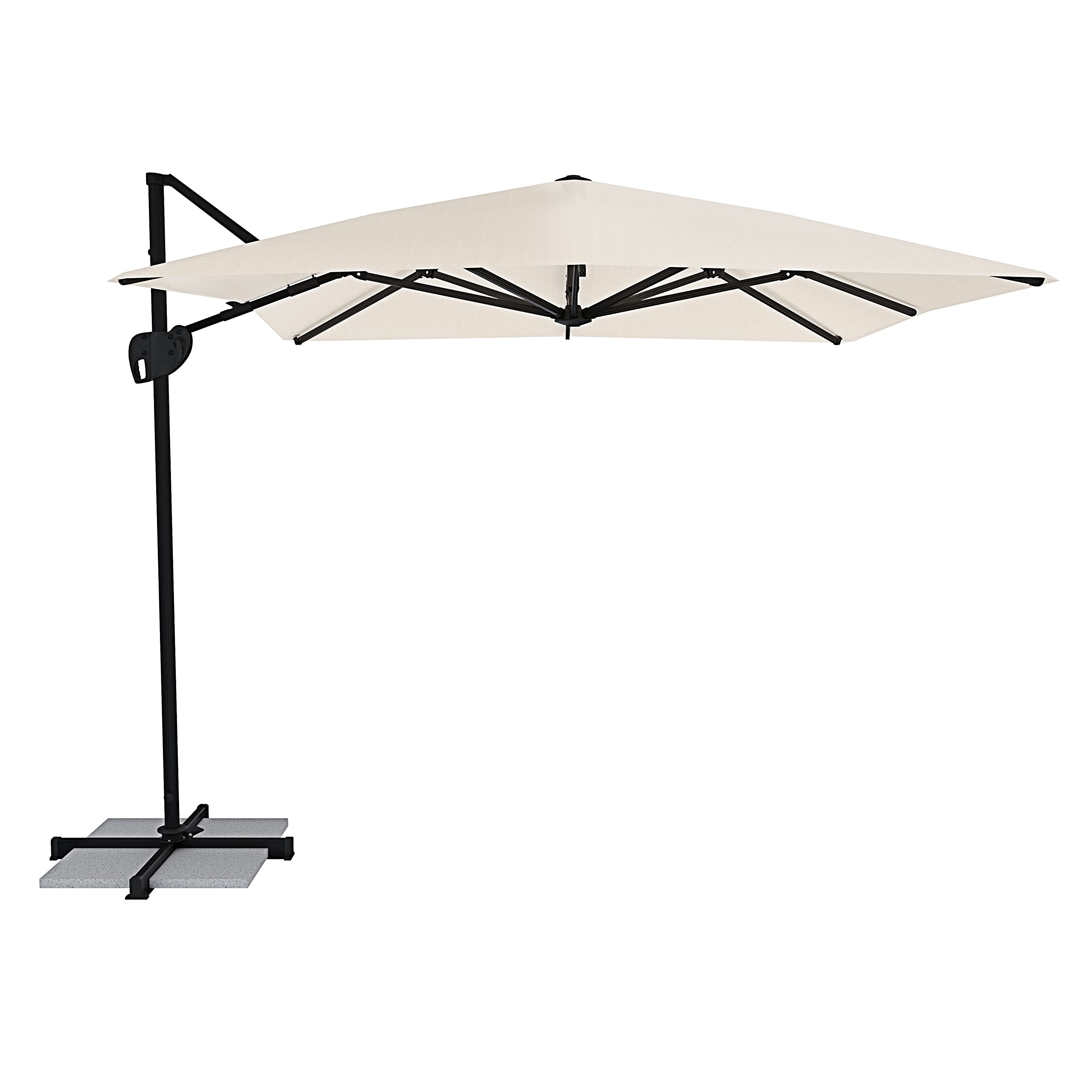 Arreditaly Ombrellone 3x3 M Da Giardino Braccio Retrattile Rotabile 360° Piscina Esterni Gazebo Terrazzo Hotel Bar In Acciaio Inossidabile Telo 180 g/m2 Impermeabile Resistente Ai Raggi UV Panna