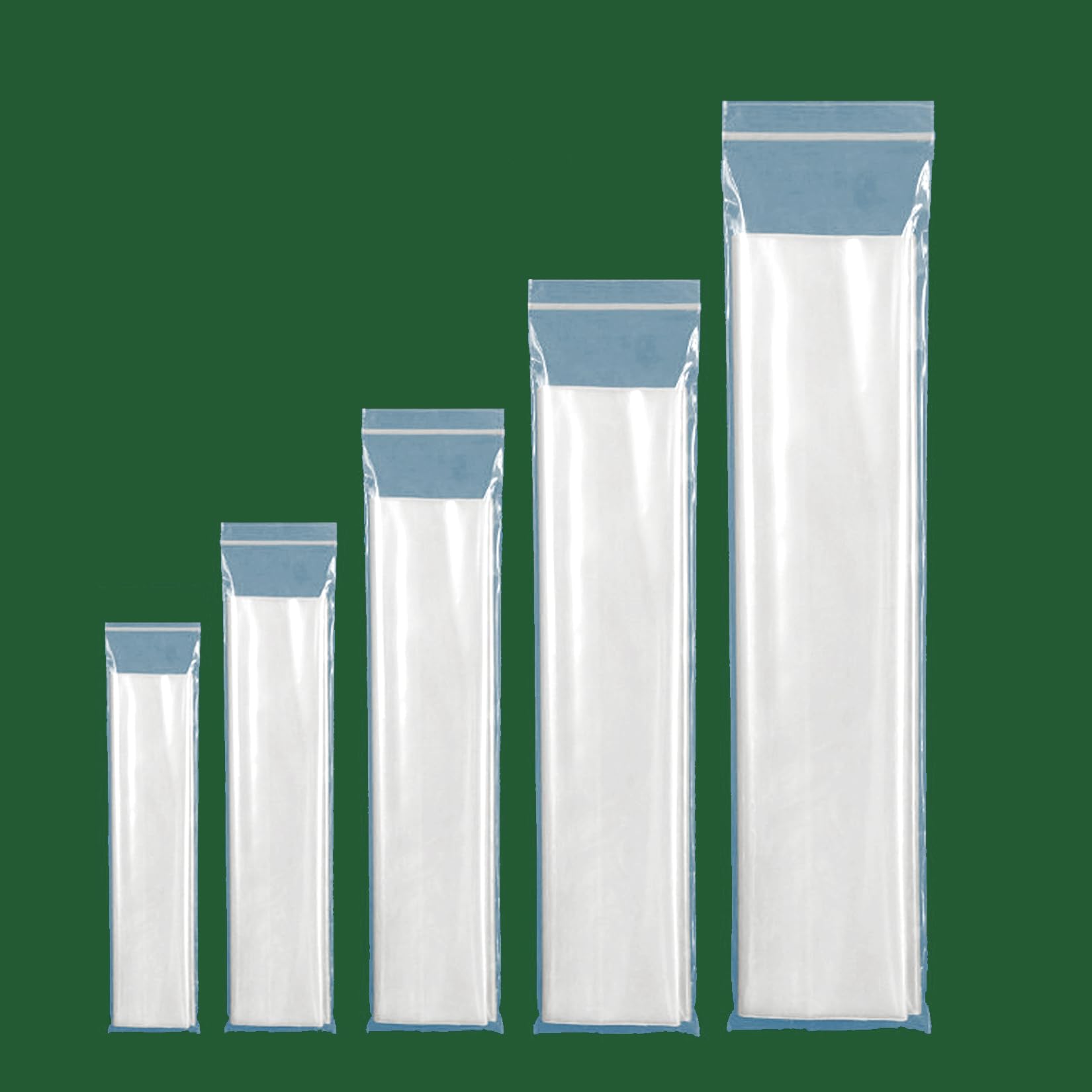 Sacchetti extra lunghi con cerniera, 10,2 x 56,9 cm, confezione da 50 pezzi, trasparenti, stretti, per poster, richiudibili, in plastica, impermeabili, con chiusura ermetica