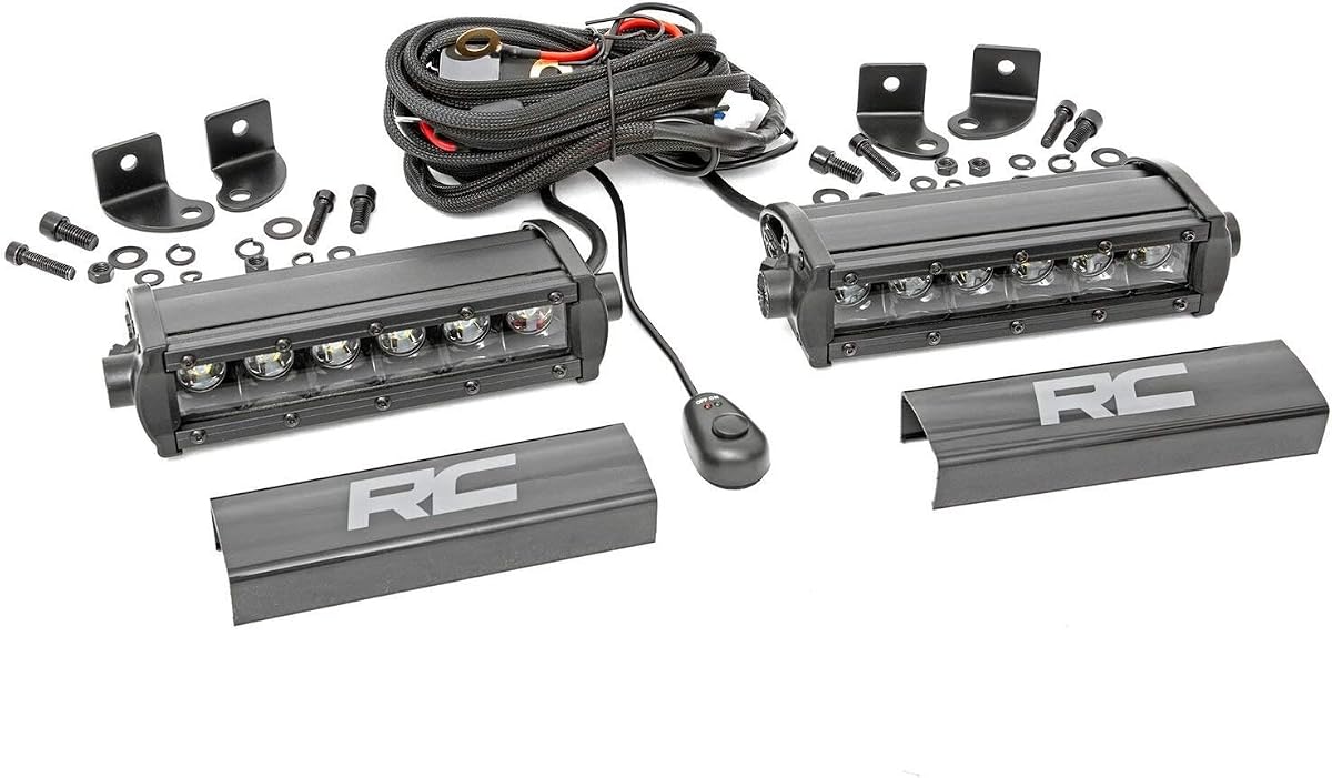 Rough Country Barras de luz LED CREE de una sola fila de la serie Black de 6" | Par - 70706BL