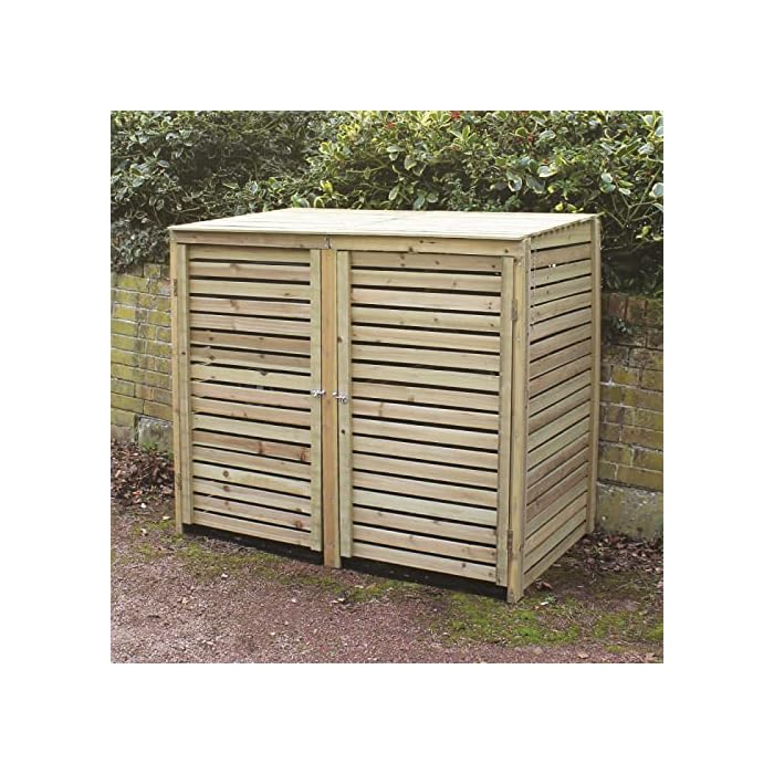 Buy Wooden Double Wheelie Bin Store For 2 Standard Size Bins Garden 