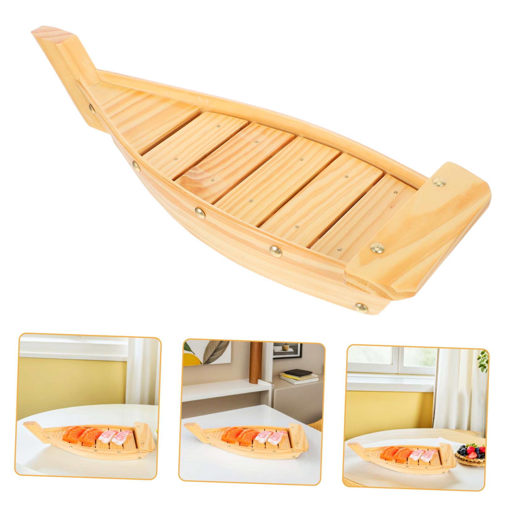 TOYANDONA Style Japonerie Plat de Sushi, en Bois de Bateau