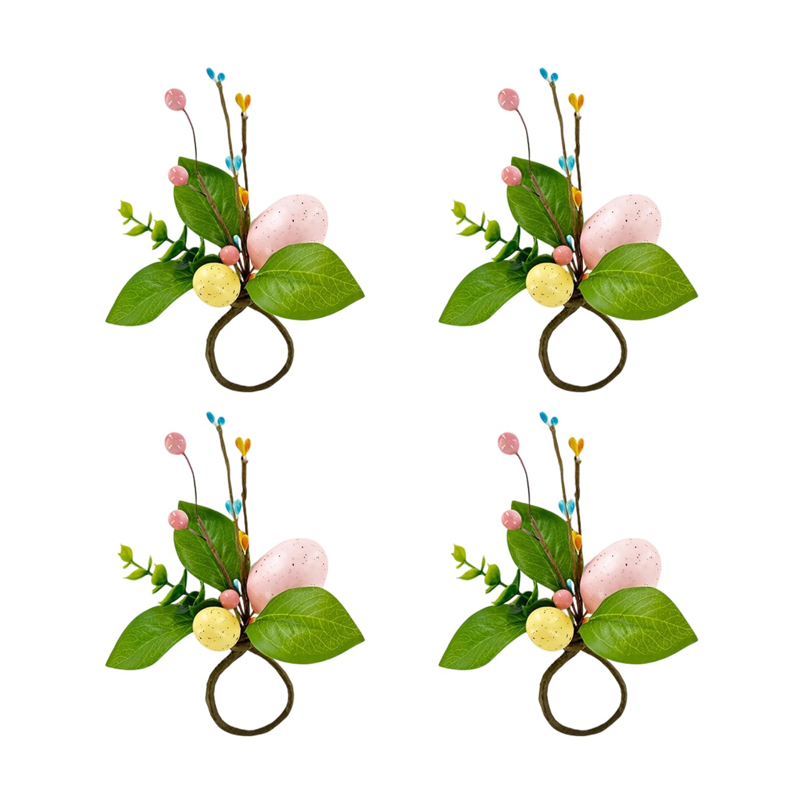 Limtula User Friendly Sturdy Silk Leaves Materials Easter Eggs Napkin Rings Feature Artificial Grass for Sustainable Decors User Friendly Napkin Accessory